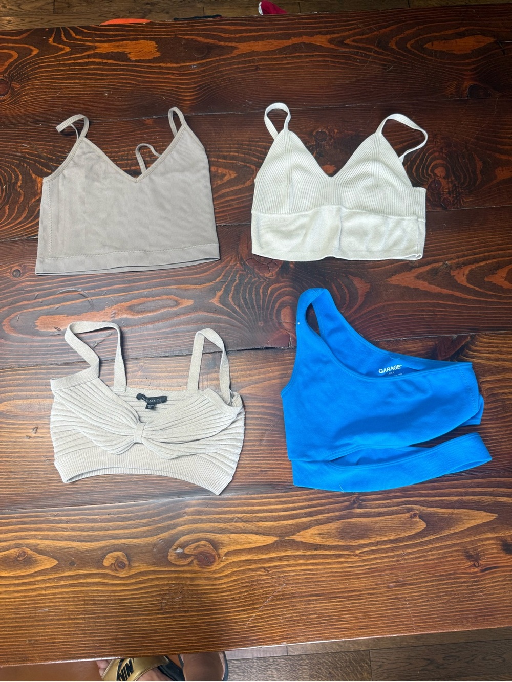 Garage Blue One-Shoulder Bralette and Neutral Mix Pack